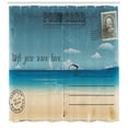 thumbnail image 3 of Ambesonne Vintage Shower Curtain, Summer Postcard Stamp, 69"Wx84"L, Sand Brown Teal, 3 of 3