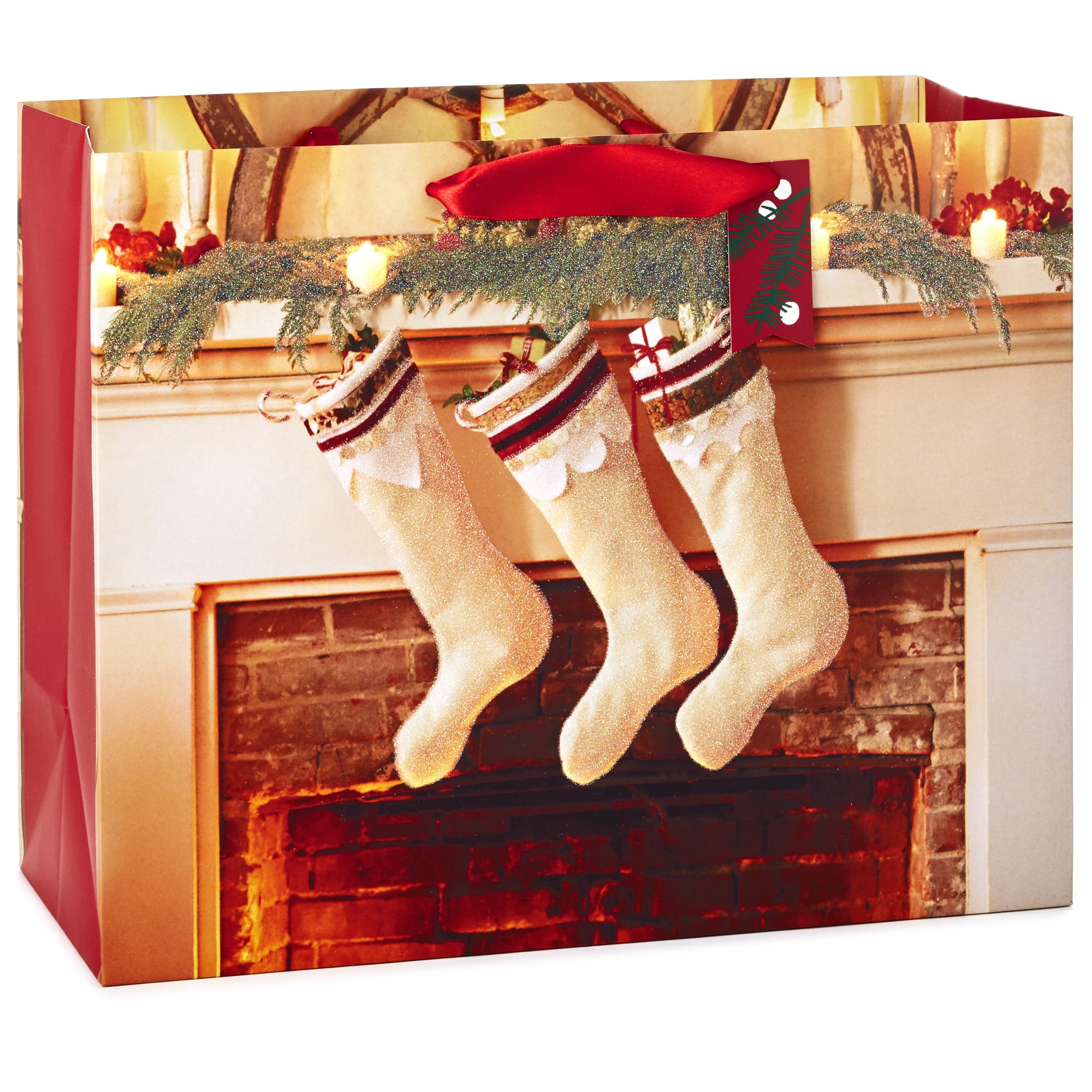 Hallmark 10" Large Christmas Gift Bag (Stockings By Fireplace