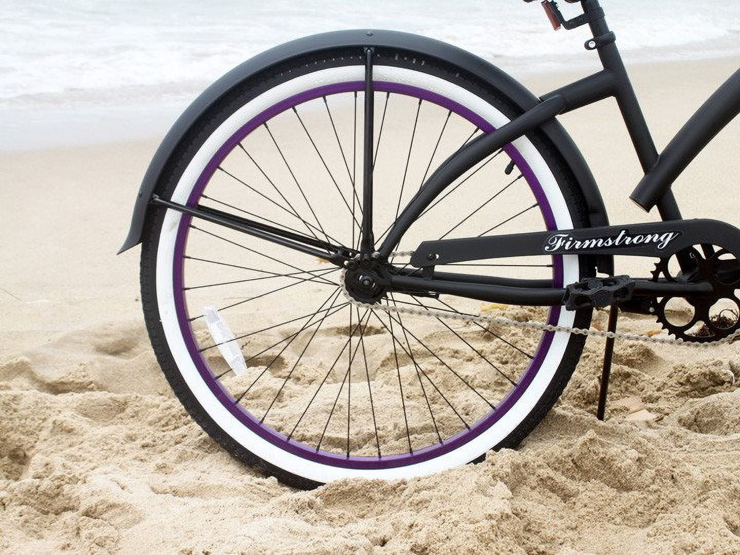 Firmstrong Bella Fashionista, 26", Women's, Single Speed, Matte Black/Purple
