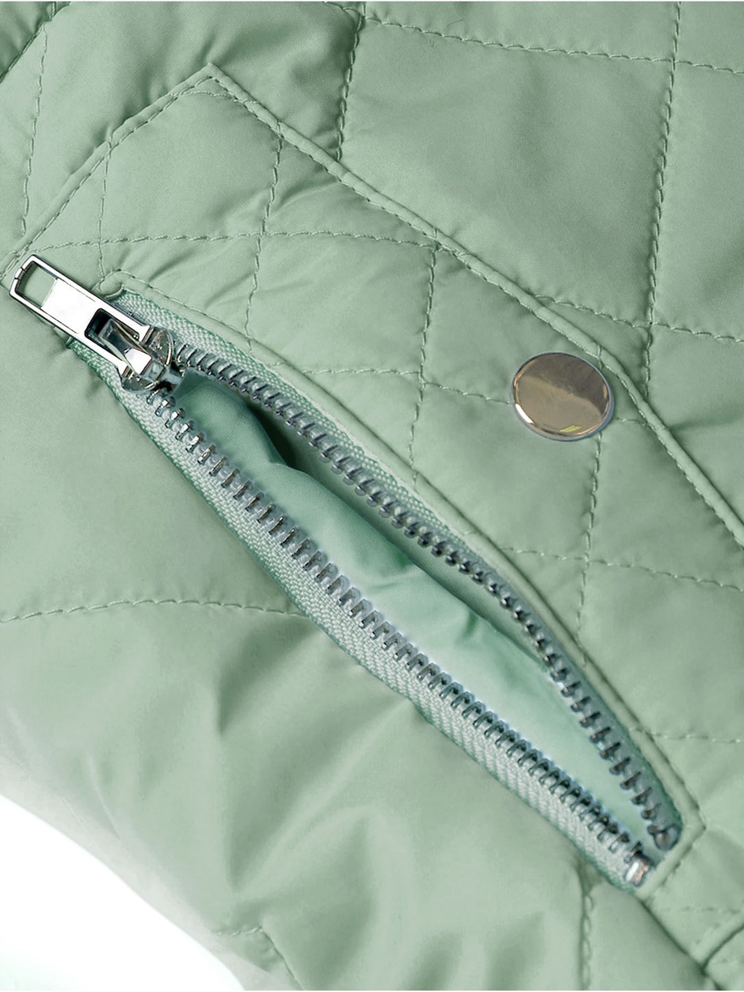 DARING DIVA Women's Zip Stand Collar Quilted Padded Vest M Dusty Green