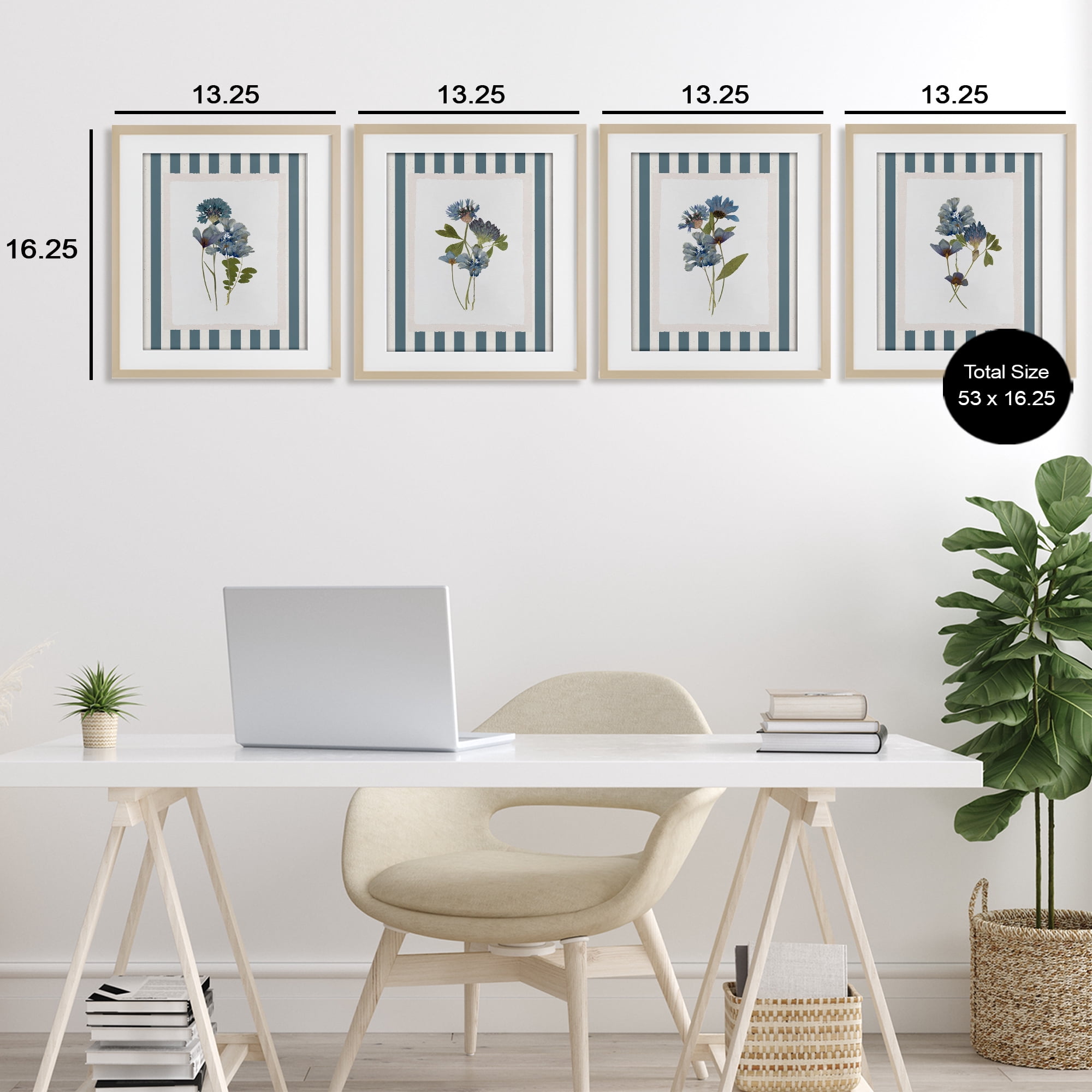 Stupell Industries Summer Memory Florals 4 Piece Birch Framed Print Under Glass Set, design by Val Rhodes