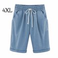 thumbnail image 2 of Sonducket Pantalones cortos Cintura elástica Pantalones cortos sueltos Pantalones Cintura elástica Sueltos Trajes de verano para mujer Prendas para la parte inferior del cuerpo Azul 4XL Sonducket AP002089-76, 2 of 5