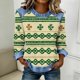 thumbnail image 1 of TaTaai Women's Casual Patchwork Shirt Long Sleeve Round Neck Solid Color St Patrick Day Blouse Soft Comfy Lightweight Top Spring Daily Holiday Party Wear Gift, 1 of 5