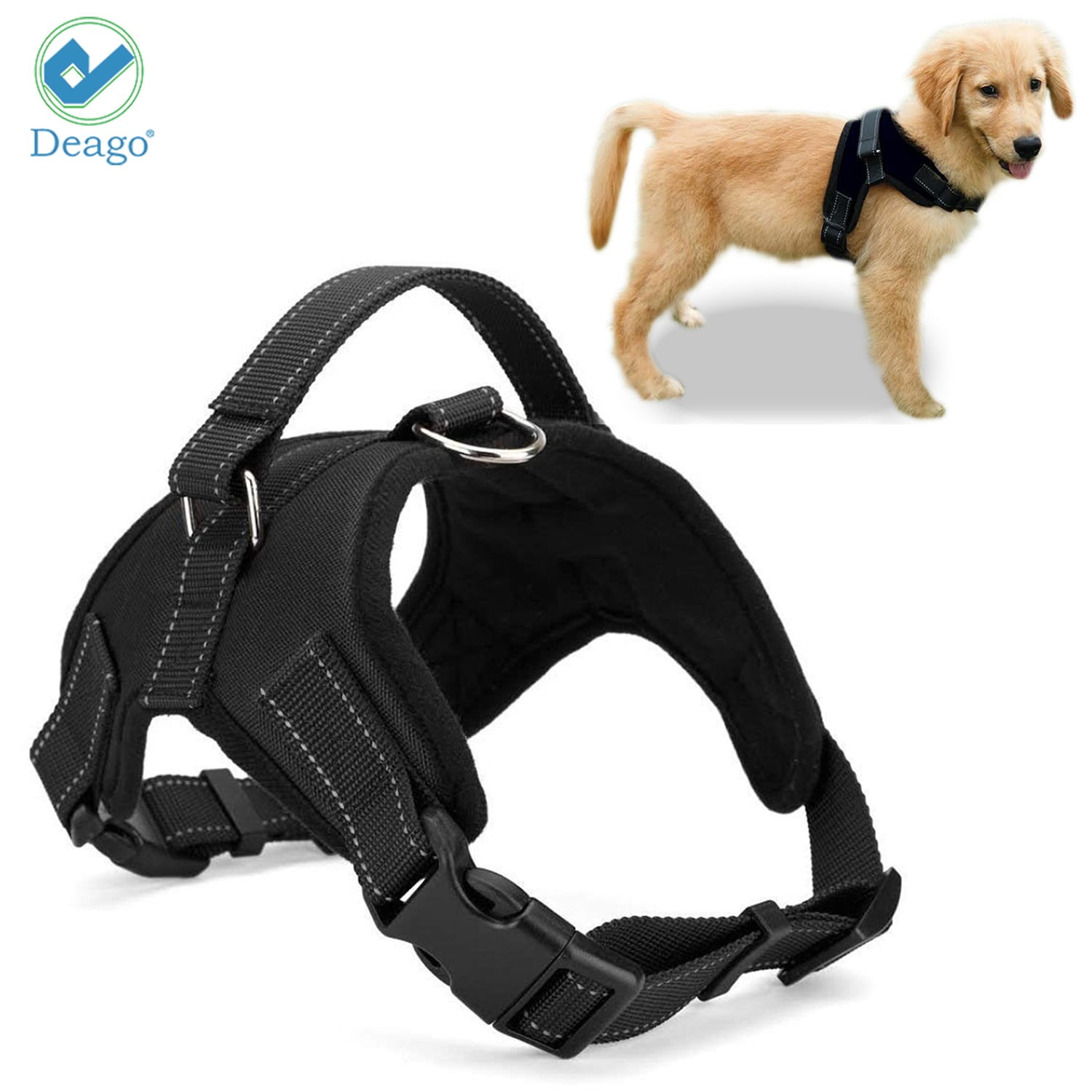 Dog Lift Support Harness for Outdoor Training Walking Black M rabbitgoo Escape-Proof Dog Harness No-Pull Adjustable Reflective Working Pet Vest Dog Harness with Handle