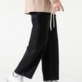 thumbnail image 4 of TNOBHG Drawstring Waist Jeans Men's Retro Wide Leg Jeans with Drawstring Waist Casual Loose Fit Denim Pants with Solid Color Elastic Waist Wide for Casual, 4 of 8