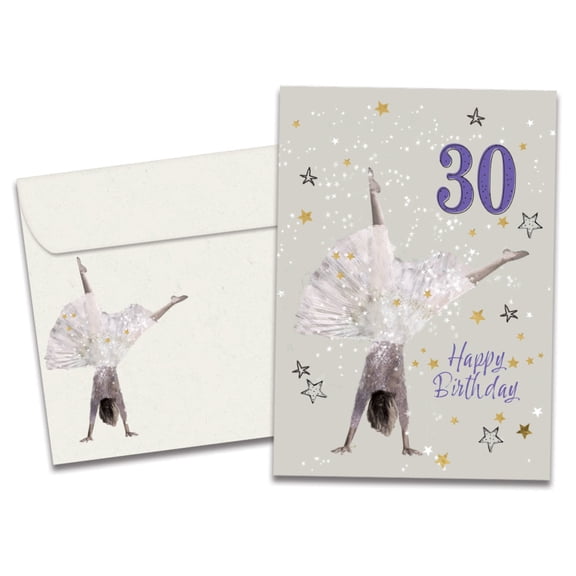 Tree-Free Greetings Milestone Birthday Greeting Card, 100% Recycled Paper, 5x7, Exuberant 30 (GO65874)