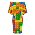 thumbnail image 4 of Building Blocks Construction Brick Women's Off The Shoulder Ruffles Summer Wedding Guest Loose Casual Party Beach Dress, 4 of 9