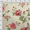 thumbnail image 2 of oneOone Georgette Viscose Fabric Watercolor Leaves & Peony Floral Print Fabric By The Yard 42 Inch Wide, 2 of 4