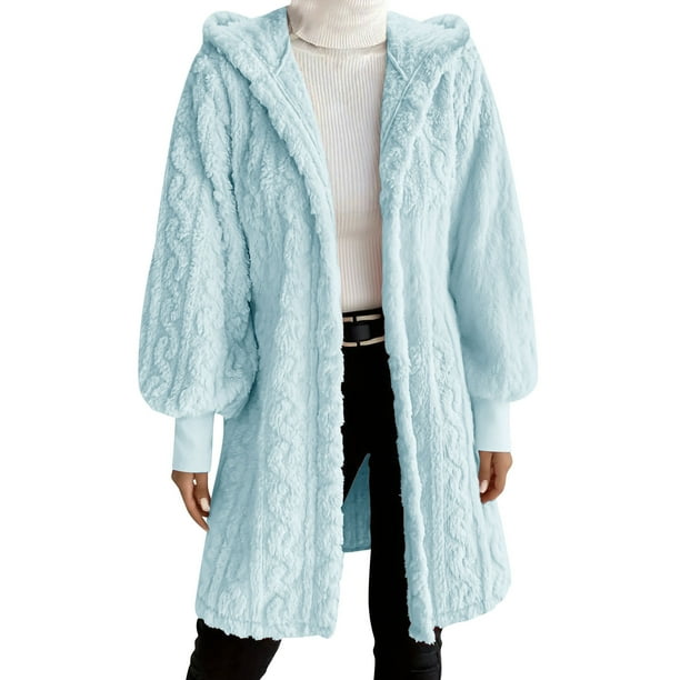 Abrigos y chaquetas casuales con capucha de manga larga para mujer Abrigos peludos con capucha de manga larga con bolsillos Suéteres de descanso Chaquetas de invierno Abrigos para mujer