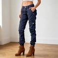 thumbnail image 2 of Glisme Trousers For Women Solid Color Zip Front With Pockets Summer Cozy Soft Women Cargo Pants Size XL Blue, 2 of 4