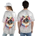 thumbnail image 5 of Watercolor Drip Siamese Pop Art Colorful Portrait Artwork All Over Print 3D Baseball Shirt Cat Lover Kitten Owner Gifts Softball Sport - 01009, 5 of 6