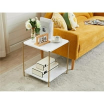 InRoom Furniture 1384WH-E 18 x 18 x 20 in. End Table, Gold & White Marble