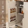 thumbnail image 3 of Kitchen Island Cart with Foldable Tabletop, Mobile Breakfast Bar on Wheels with Wood Top and Storage, 3 of 10