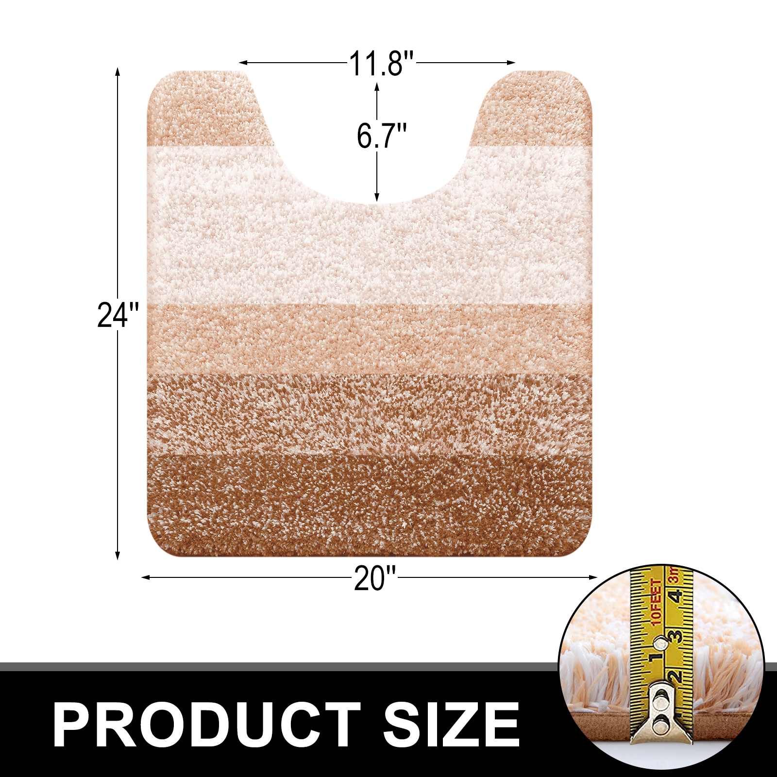 Buganda Luxury U-Shaped Bathroom Rugs, Super Soft and Absorbent Microfiber Toilet Bath Mats, Non-Slip Contour Bathroom Carpets with Rubber Backing, 20X24, Beige - image 2 of 7