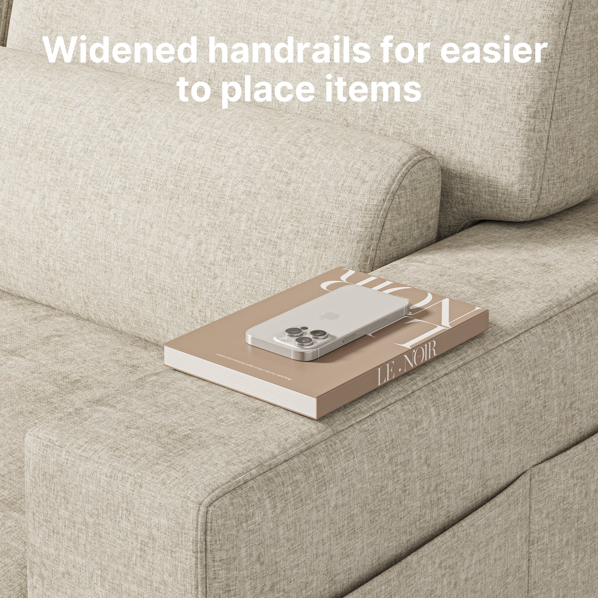 Aiho 89" Chenille Sofa 3-Seater, Pet Friendly Deep Seat Modern Couch with Wide Armrests for Living Room, Beige