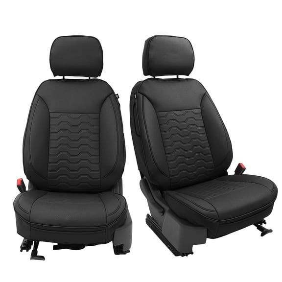 Ikon Motorsports Car Seat Covers Fits 2019-2026 Chevy Silverado GMC Sierra 1500 2500HD 3500HD, Waterproof Easy Clean PVC Seat Protector Full Set, Black