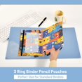 thumbnail image 5 of 2 Pack Pencil Bag 9.84x6.1 Inch 3-Ring Page Turning Folder Zipper Pencil Case Pencil Bag Page Turning File BagColored Cat, 5 of 6