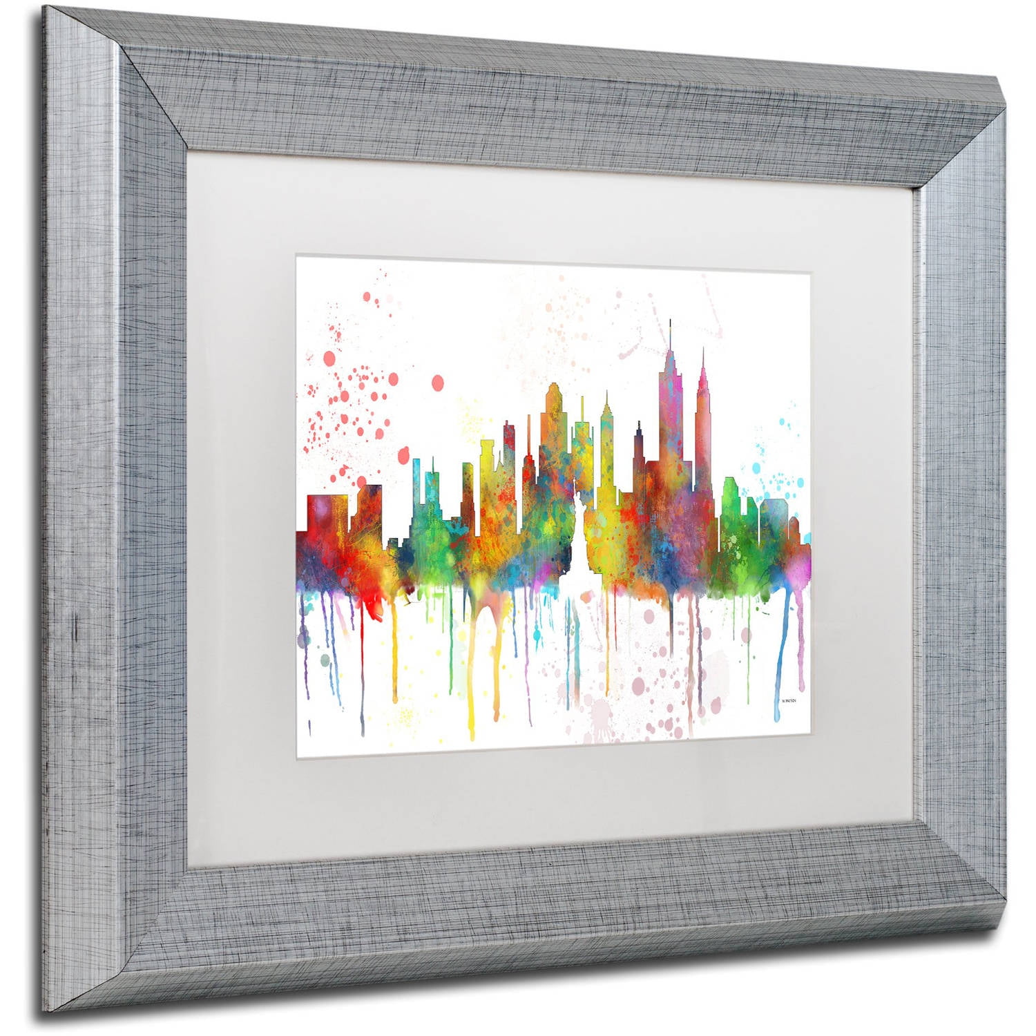 Trademark Fine Art "New York New York Skyline Mclr-1" Canvas Art by Marlene Watson, White Matte, Silver Frame
