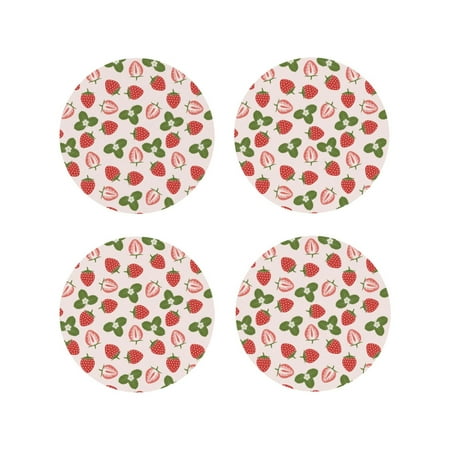 

Kdxio Strawberries And Leaf Funny Coasters 4 Pcs Leather Coasters Housewarming Gifts Protect Furniture from Water Marks Scratch and Damage