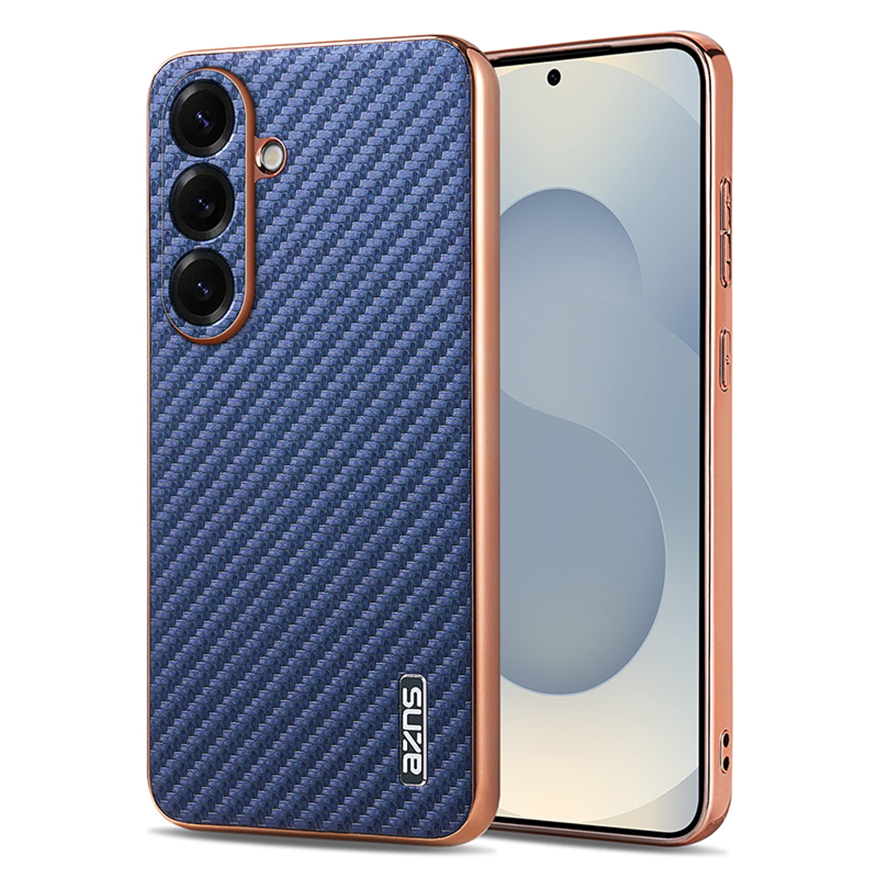 Case for Samsung Galaxy A36 5G Carbon Fiber Textured PC Protective Phone Cover with Electroplated Frame Ultra-Slim Lightweight Shockproof Anti-Drop Design Breathable Heat Dissipation Blue