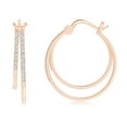 thumbnail image 2 of ANGARA Natural Diamond Studded Double Hoop Earrings in 14K Rose Gold for Women (Size-1mm| Color-G| Clarity-VS2) | April Birthstone, Anniversary, Jewelry Gift for Women | Natural Diamond Earrings, 2 of 9