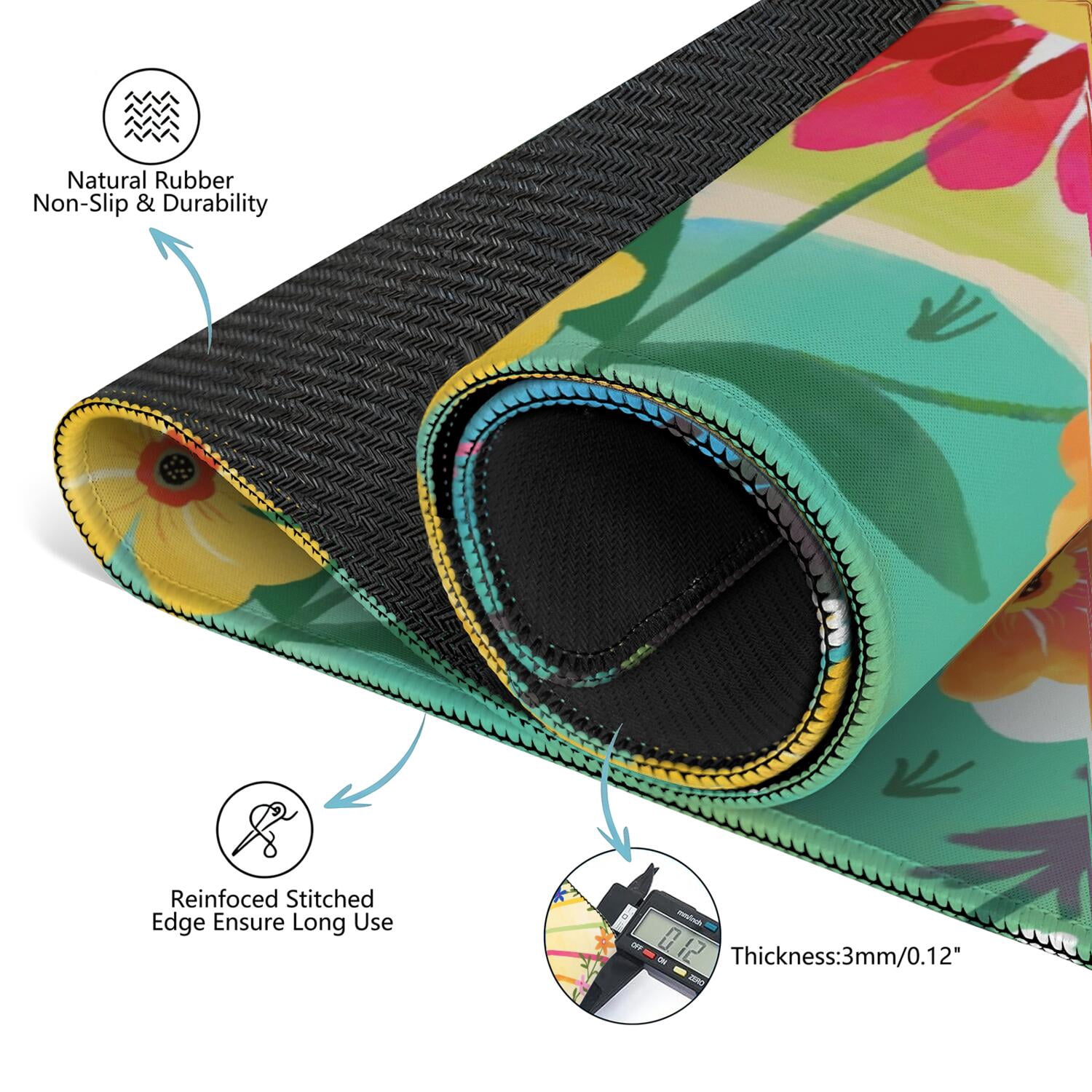 Traditional Boho Style Rubber Mahjong Table Cover 31.5x31.5 Inch Large Mat Features Non-Skid Bottom for Stability and Noise Reduction for Tiles and Games