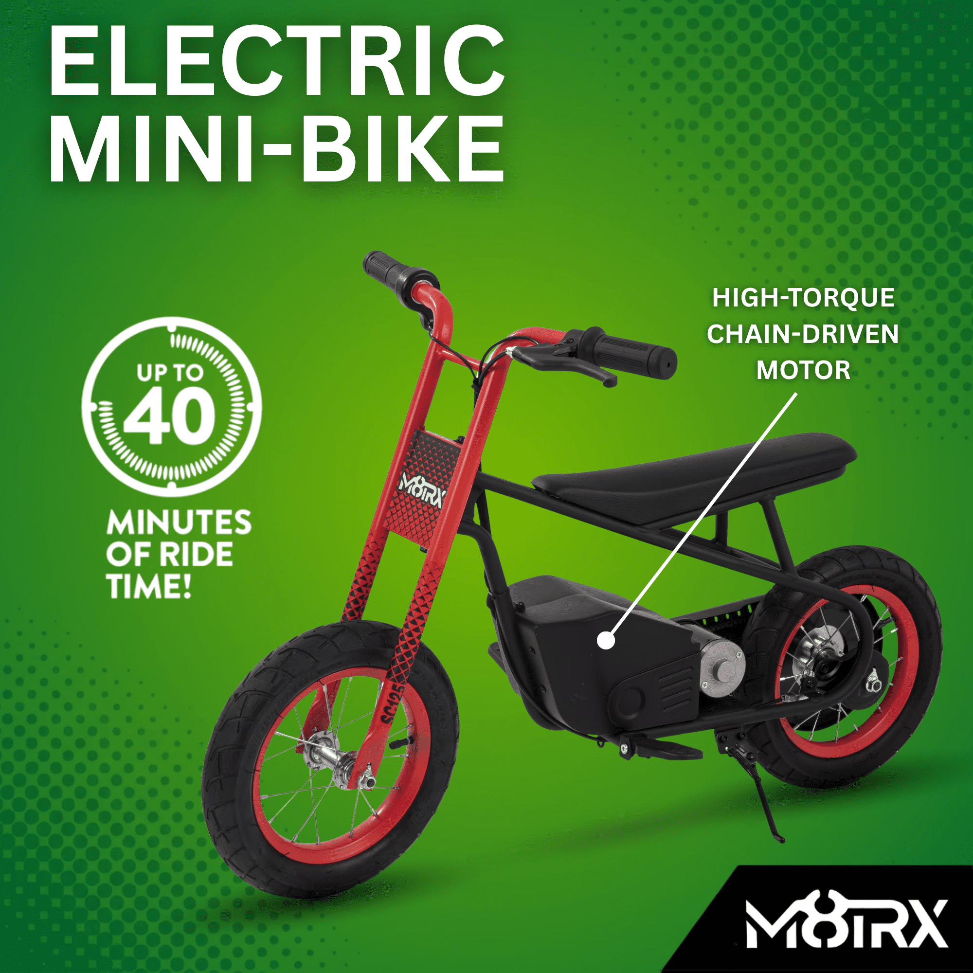 M8TRX Sports Electric Kids Street Cruiser Ride On Bike, Red, 8 MPH