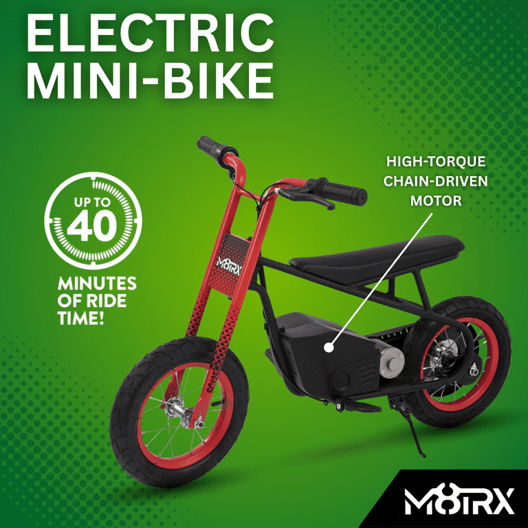 M8TRX Sports Electric Kids Street Cruiser Ride On Bike, Red, 8 MPH