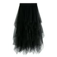 thumbnail image 2 of sunsanly Women Skirt Solid Color Multi Layers Irregular Elastic Waist Mid-calf Length Dress-up See-through Wide Band Lady Mesh Skirt Women Clothes, 2 of 8
