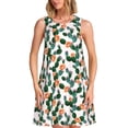 thumbnail image 1 of Vsdgher Robes d'Été Imprimé Cactus pour Femmes Robe de Plage Décontractée Col en U Sans Manches Robe d'Été Ample avec Poche, 1 of 7