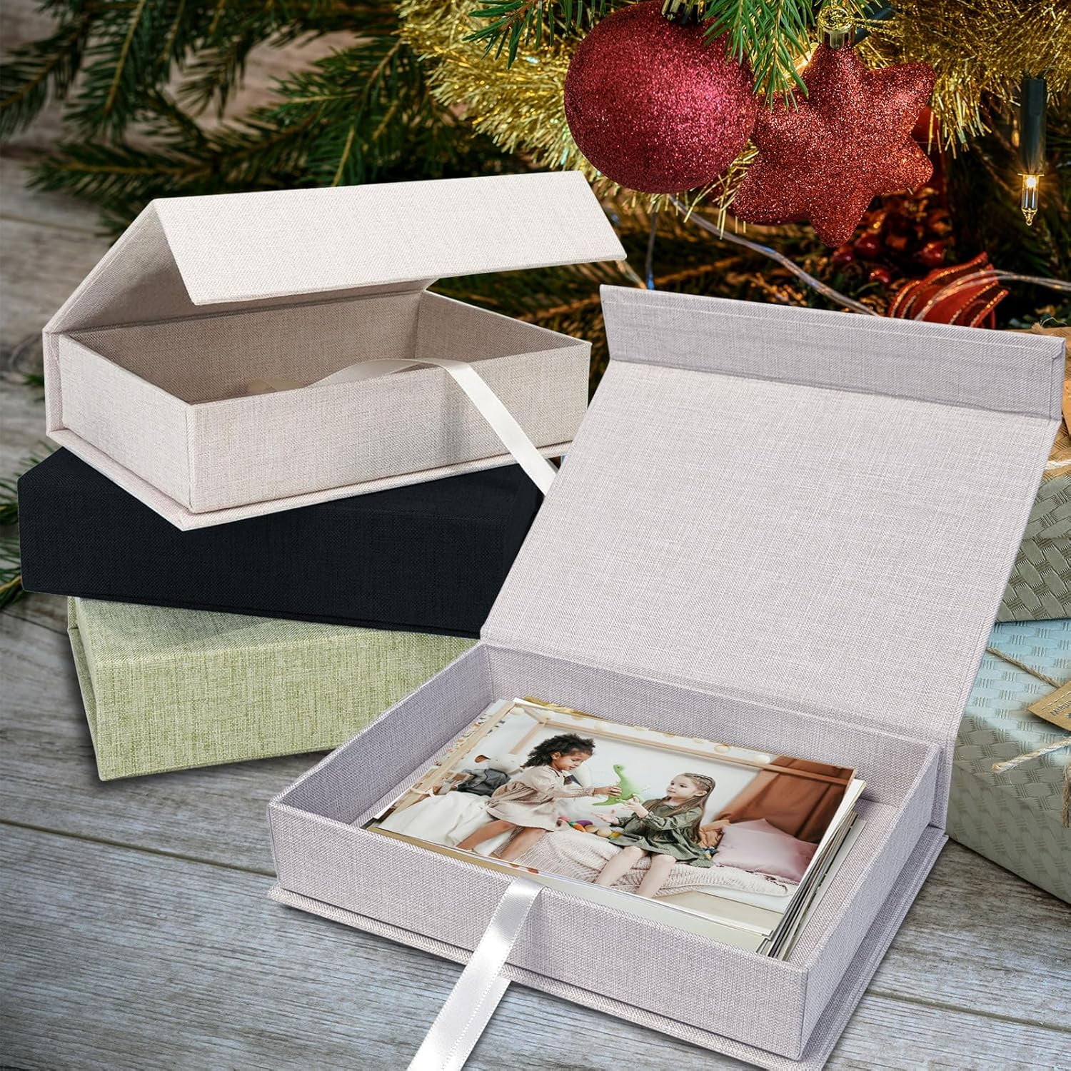 Lanola 8x10 Archival Photo Storage Box with Lid – Stackable Memory Keepsake Organizer for Photos, Certificates, Jewelry & Scrapbooking Supplies Grass Green