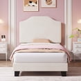 thumbnail image 1 of BeesClover Cadre de Lit Plateforme Format Simple, Tête de Lit Rembourrée en Velours Ajustable, Lattes de Bois de Soutien Incluses, Installation Simple, Fini Moderne pour Chambre et Dortoir, 1 of 8