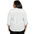 thumbnail image 2 of Alfred Dunner Womens Plus-Size Tie Sleeve Crinkle Textured Henley Top, 2 of 4