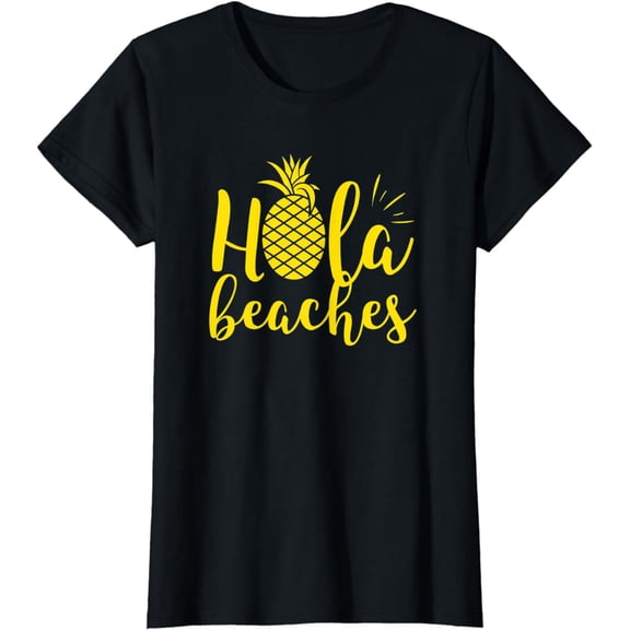 Womens Hola Beaches Pineapple Hawaiian Vacation T-Shirt