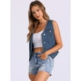thumbnail image 3 of DARING DIVA Women's Denim Vest Jacket Sleeveless Jean with Pockets Top XS Blue, 3 of 6