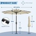 thumbnail image 2 of Garvee 9ft Solar LED Patio Umbrella, 32 Lights, 8 Sturdy Ribs, Crank Lift & Push Button Tilt, Beige, 2 of 7