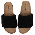 thumbnail image 1 of Soda Women's Open Toe Faux Sherpa Cork Slide Sandal,  Black,  8 M US, 1 of 6