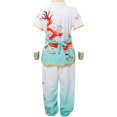 thumbnail image 4 of Jhaoyu Kids Boys Girls Chinese Kung Fu Suit Short Sleeve Wing Chun Tops And Jogger Pants Belt Cuffs Light Green 140, 4 of 7