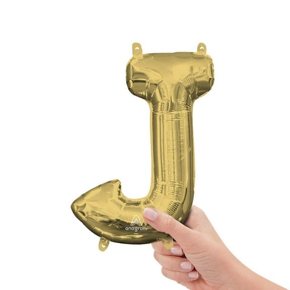16 inch Letter J - Anagram - White Gold (Air-Fill Only) Foil Mylar Balloon - Party Supplies Decorations