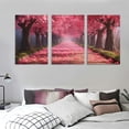 thumbnail image 3 of Leisuo Art Wall Decor Oil Painting 12x16in x3 A Small Path Lined with Pink Flower Trees on Both Sides Wall Art 12x16x3pcs, 3 of 4