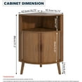 thumbnail image 2 of YANGLI 31.5" Small Floor Corner Cabinet with 2 Fluted Doors & Shelves, Freestanding Narrow Organizer for Living Room, Kitchen – Walnut, 2 of 6