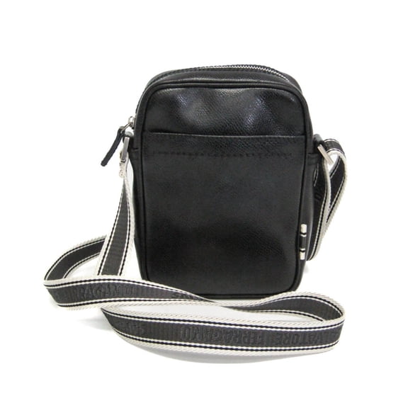 Pre-Owned Salvatore Ferragamo FZ-24 8810 Men,Women Leather Shoulder Bag Black (Good)