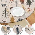 thumbnail image 4 of Beige Christmas Forest Animal Pattern Round Fitted Tablecloth with Elastic Edge,Dining Table Cover Waterproof,Outdoor Round Tablecloth for Camping,Dining,Indoor and Outdoor, 4 of 7