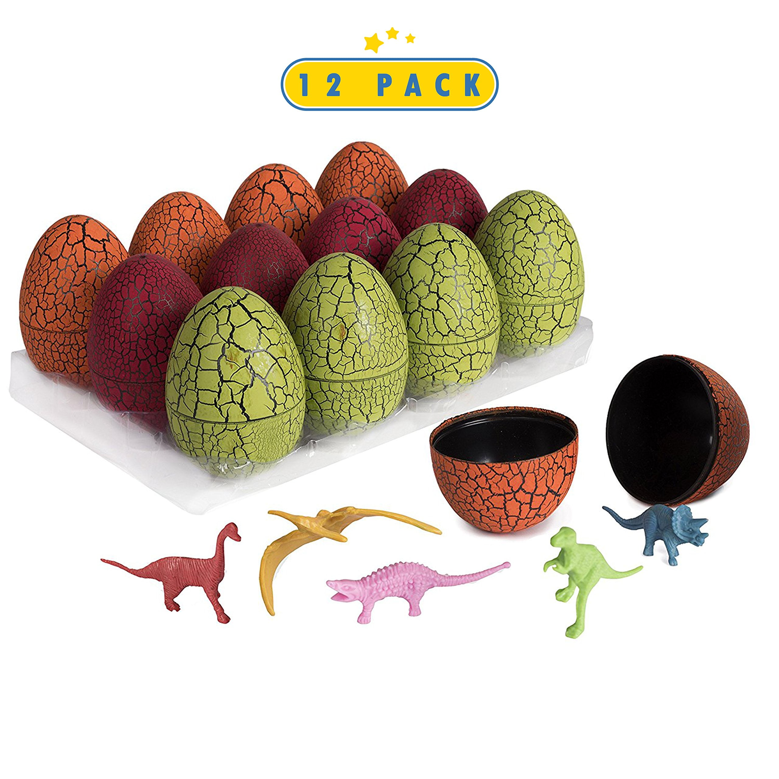 iGeeKid 40PCs Dinosaur Easter Eggs Easter Party Favors Hatching Growing Dino Eggs filled Variety Dinosaur Figures Toy Gift Box for Kids Boys Easter Basket Stuffers Classroom Prizes Easter Egg Hunt 