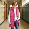 thumbnail image 5 of Kids Girls Long Quilted Puffer Vest Sleeveless Hooded Button Down Padded Coats Jacket Outerwear with Pockets, 5 of 9