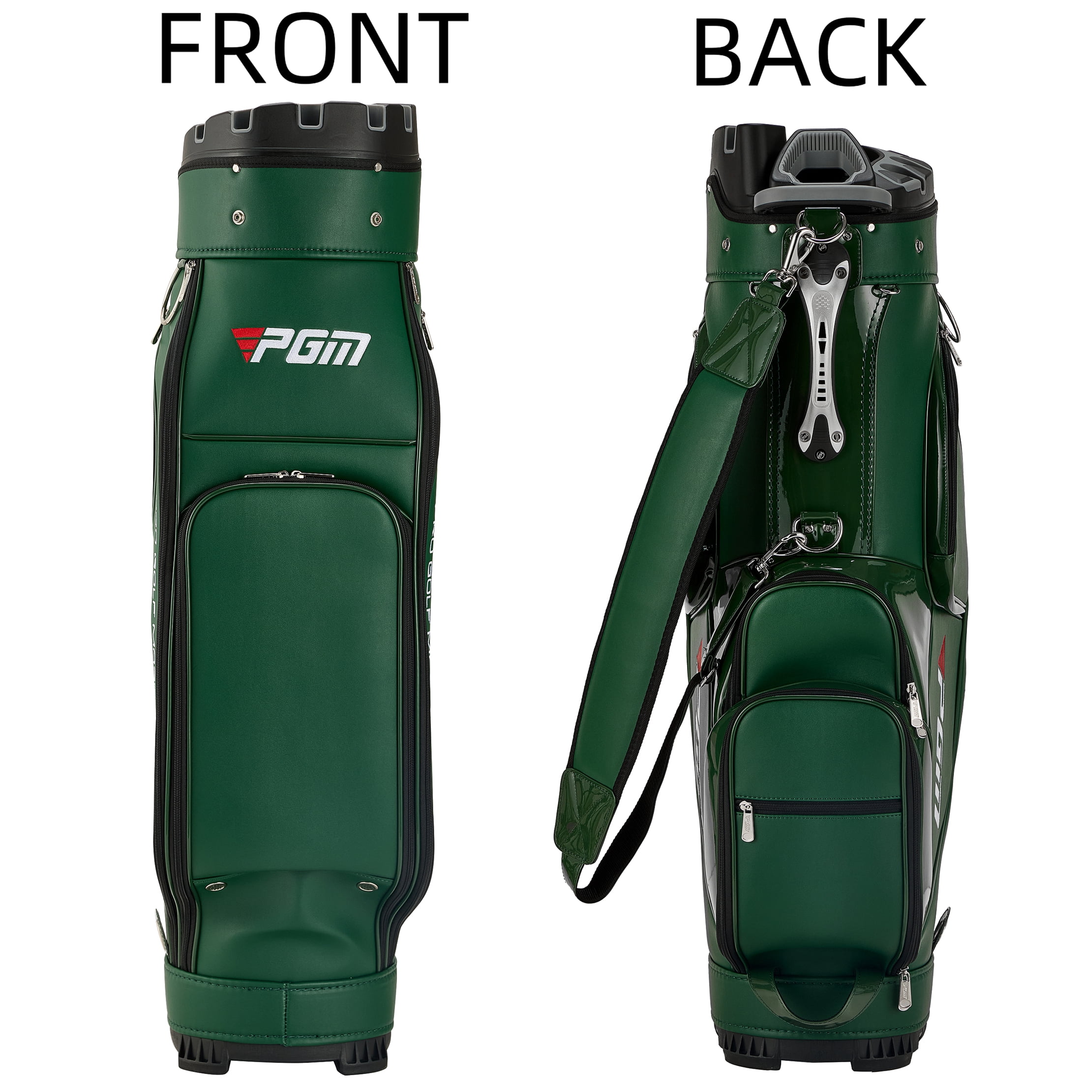 PGM Golf Cart Bag 14 Way Organizer Divider Silent Top Waterproof Bag/Green Leather