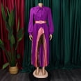 thumbnail image 3 of AURA Plus Size Maxi Dress Half Open Collar Lace Up Belted High Waist Pleated Long Sleeve Elegant Fall Dress, 3 of 10