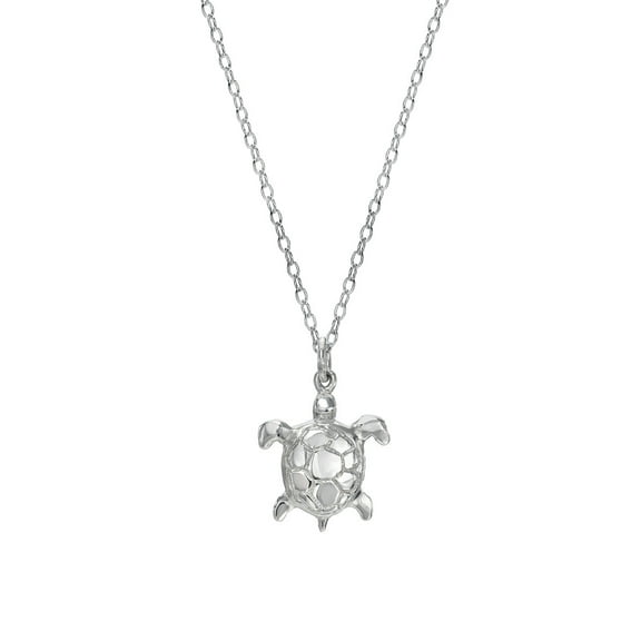 Sterling Silver Honu Sea Turtle Pendant Necklace, 18"