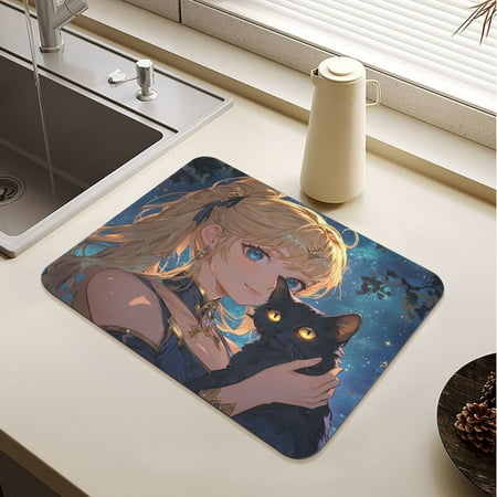 

Blonde Hair Girl Drying Mat Diatomaceous Earth Super Absorbent Slip Rubber Sole Heat Resistant 230 Degrees Fahrenheit 23.6×19.7in