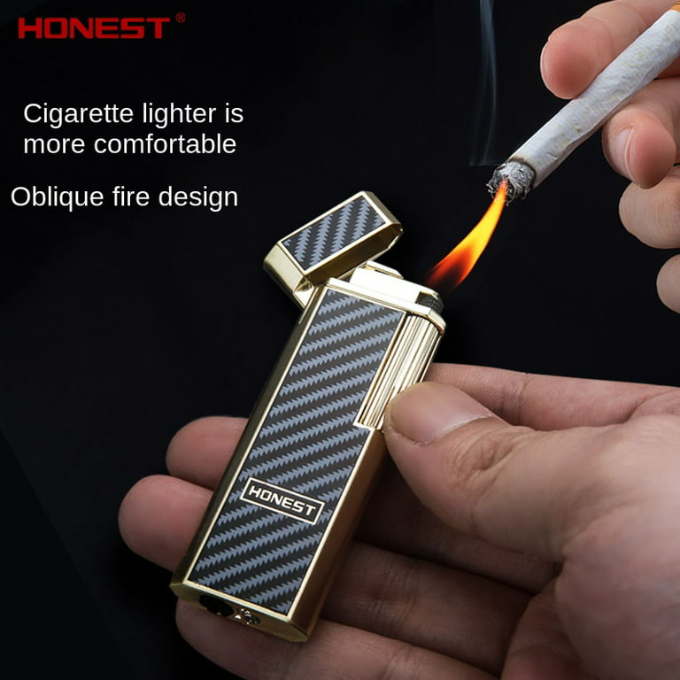 Soft Flame Lighter, Traditional Flame Cigar Lighter , Vertical Ignition Roller, Metal Drawing Lighter - Walmart.com